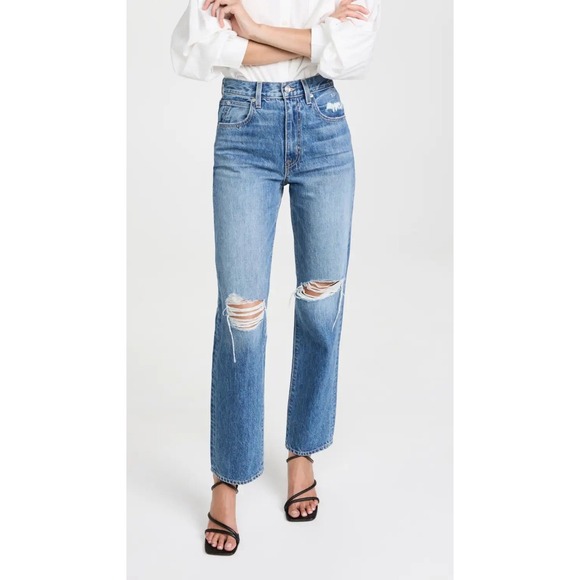 SLVRLAKE‎ Womens London Gimme Shelter Distressed Ripped Jeans Size 27 Denim Blue - Picture 1 of 16